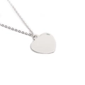 Polished silver titanium steel heart pendant necklace with thin metal chain on white background - Big Heart Happy / Silver Heart