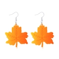 Creative orange gradient maple leaf earrings with silver metal hooks on white background - Orange Acrylic Maple Leaf