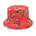 Détail d'un bob rouge avec graffiti spirales abstraits colorés et calotte plate - M (56-58cm) / Style à Motifs de Spirales Abstraites Rouges (6#)