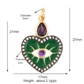 Gold plated heart evil eye pendant with green enamel and purple zircon measurements - Green Heart Pendant L296834