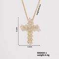 Detaillierte Größenangaben für goldene Kreuzkette mit Zirkon-Abmessungen und Gewicht - Gold Full Inlaid Zirkonia Kreuz Stil(N00444-1)