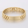 Golden titanium watch-strap style bracelet with customizable ID plate for men and women - 12mm Gold (KB179903-WGSF)
