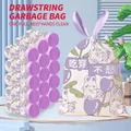 Purple drawstring garbage bags with rabbit print and reinforced handles for home - Tulip Rabbit Thickened (Drawstring)
