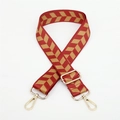 Adjustable nylon bag strap in red and gold chevron jacquard with metal buckles - Style 162 - Red Gold Brown Pattern (Gold Hook)
