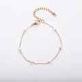 Minimalist 18k gold plated stainless steel bracelet with white pearls and lobster clasp - 4mm / Bracelet 17+5cm / Gold