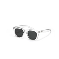 Square clear plastic sunglasses with black lenses and metal star accents on temples - Smoke Gray
