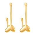 Minimalist gold liquid metal heart stud earrings with an abstract melting geometry design - Gold K-025