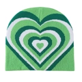 Gorro de punto con diseño de corazones en verde y blanco para calidez y estilo invernal - Verde