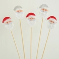 Set of 5 Christmas Santa felt picks with red and silver glitter hats for DIY bouquets - Moustache Santa 5Pcs/Pack
