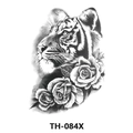 Waterproof temporary tattoo sticker with black and white tiger and rose design TH-084X - Th-084 / 210*148mm