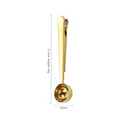 Cuillère à café dorée en acier inoxydable avec clip d'étanchéité, longueur de 17,3 cm - Emballage en vrac / Doré