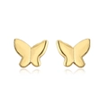 Primer plano de mini pendientes de mariposa bañados en oro de 18K con piedras circón - 42488-Mariposa