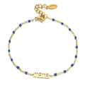 Bracelet doré en acier inoxydable avec lettrage mama et perles émaillées bleues - Mama - Perles Bleu Foncé