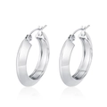 Polished silver geometric stainless steel thick hoop earrings with lever-back closure - Domed Round 5MM*23MM / Steel