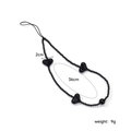 Laccetto per cellulare nero con perline da 36cm e ciondoli a cuore da 2cm su bianco - Stile Perline Cuore Nero