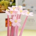 Pink cherry blossom shaped gel pen with soft silicone flower and pink cylindrical body - Pink Cherry Blossom - No Color Changing