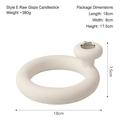 Modern beige unglazed ceramic candlestick holder with ring base for home decor - Biscuit White - Style E