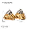 Geometrische Dreieck-Ohrringe im Bi-Color Design mit gewebter 18k Gold und Silber Textur - Gold und Silber Gemischt (JDE2311081-PS)
