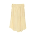 Falda midi de gasa amarillo claro con cintura plisada elástica y cordón lateral - S / Skirts