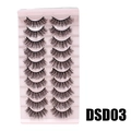 Set of 10 pairs DSD03 thick and curly false eyelashes on a pink tray base - DSD03 (Pink)