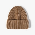 Classic ribbed knit beanie in warm brown finish for outdoor winter protection - One Size / Khaki