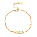 Golden stainless steel mama letter bracelet with bright orange beads for women - Mama - Orange Beads