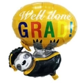 Sloth wearing graduation cap foil balloon with Well done GRAD message for party decor - Graduation Koala Foil Balloon