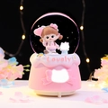 Pink Capybara crystal ball music box with glowing girl and heart balloon decoration - 2524 Pink Base / Medium 80# LED Light+Music