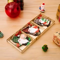 Christmas wooden gnome ornaments set with plaid patterns in a partitioned storage box - Christmas Style C / Set of 3