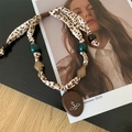 Bohemian retro resin and fabric beaded heart saturn orb necklace in dark coffee finish - Necklace-Coffee Oval (With Saturn Orb)