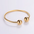 Verstellbarer goldener Edelstahl-Kabel-Armreif im Retro-Punk-Stil mit zwei Kugeln - Gold