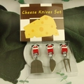 3-piece Santa chimney cheese knife set with stainless steel blades in gift box - Chimney Santa 3-Piece Set