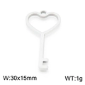 Silberner Edelstahl-Herz-Schlüsselanhänger für DIY-Schmuck, Größe 30x15mm und 1g Gewicht - Silberner Herz-Hohlschlüssel (KLJ7995-Z)