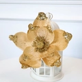 Champagne gold Christmas velvet flower with golden sequins for holiday decoration - Light Gold