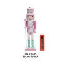 38cm macaron pink and mint green Nutcracker wooden ornament with lollipop staff and gift box - 38cm / Macaron Blue(Z3825)