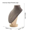 Gray velvet portrait bust jewelry display stand with solid wood base for necklaces - American Style Portrait Large / Coffee Velvet