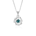Elegant wheat-shaped S925 silver necklace with sparkling blue-green moissanite pendant - Green Moissanite / Silver Color / 925 Silver
