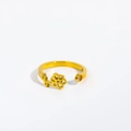 Golden zodiac flower open ring with pink zircon gemstone in stainless steel finish - Adjustable Open / October/Marigold
