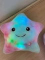 Luminous star plush pillow in pink and blue gradient with LED lights and ON switch - Gradient