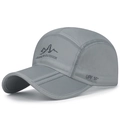 Gray foldable quick-dry sun hat with UPF 50+ rating and mountain print for outdoor sports - Adjustable / Light Gray