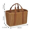 Brown woven storage basket with fabric handles and 34cm base for picnic or shopping - Large Canvas Handle Basket