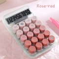 Rose-red mechanical desktop calculator with 10-digit LCD screen and transparent body - Gradient Pink 819pro