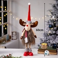 Peluche Renne de Noel 60cm avec Long Bonnet Poupee Debout Decoration de Fete Maison Noel - Renne à Grands Bois Chapeau Rouge (Debout)