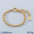 18k gold plated stainless steel chain bracelet with letter W pendant for men and women - Gold - Letter W (KB186386-Z)