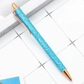 Sparkly blue glitter ballpoint pen with rose gold metal trim and click mechanism - Blue Scale (Rose Gold Trim)
