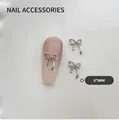Decoración de uñas lazo plateado de aleación 6x9mm para manicura estilo japonés - Pequeño-Color Platino