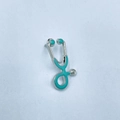 Cute stethoscope enamel brooch in silver-tone metal with vibrant turquoise green filling - Blue Green with Silver Base