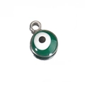Golden stainless steel evil eye pendant with green enamel for DIY jewelry making - Green-Steel