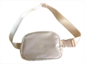 Detail of beige nylon waist bag featuring adjustable strap and secure plastic buckle - Off-white (Color Matching)