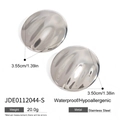 Polished wavy textured stainless steel round stud earrings with 3.5cm diameter for women - Stainless Steel / Silver Wave Texture Style (JDE0112044-S)